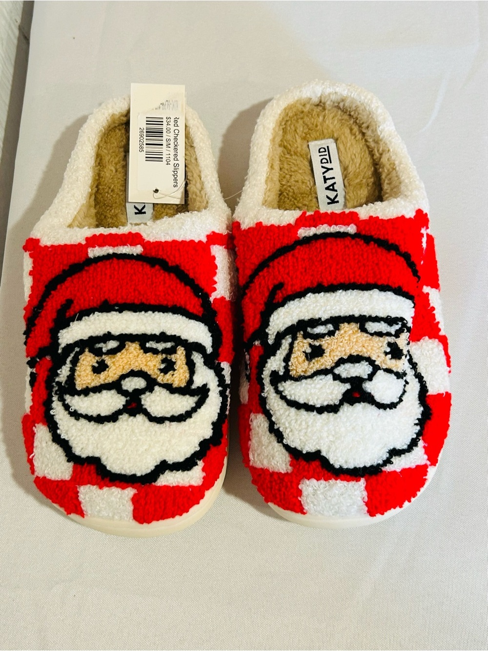 NEW KATYDID Santa Claus Plush Holiday Slippers - Red & White